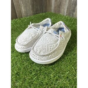HEYDUDE Wendy Boho Crochet Slip-On Casual Shoe - Toddler -‎ White-size YT2